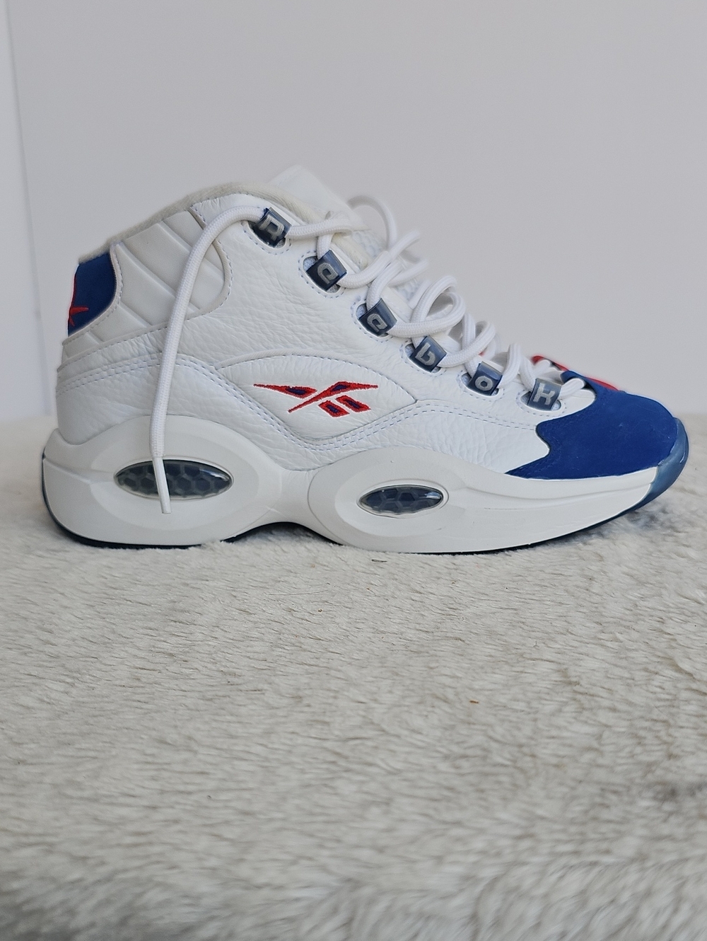 Reebok Question Mid Double Cross Sneakers Split Toe FV8122 US 5.5Y / Women 7